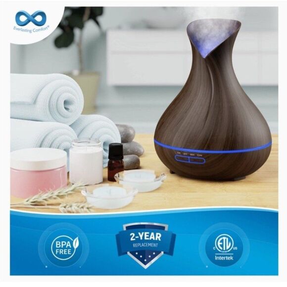 Everlasting Comfort 400ml Essential Oil Diffuser Wood Grain LED Aromatherapy NEW - Picture 6 of 13